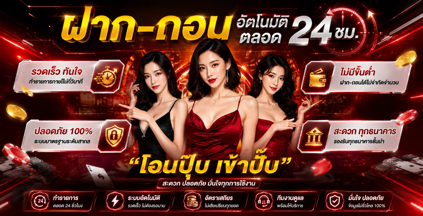 คาสิโนออนไลน์ถ่ายทอดสดบน 1THBET บาคาร่า รูเล็ต เสือมังกร